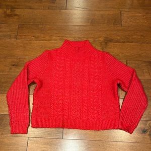 Pretty Red Cable Pullover Sweater Estimated Size M